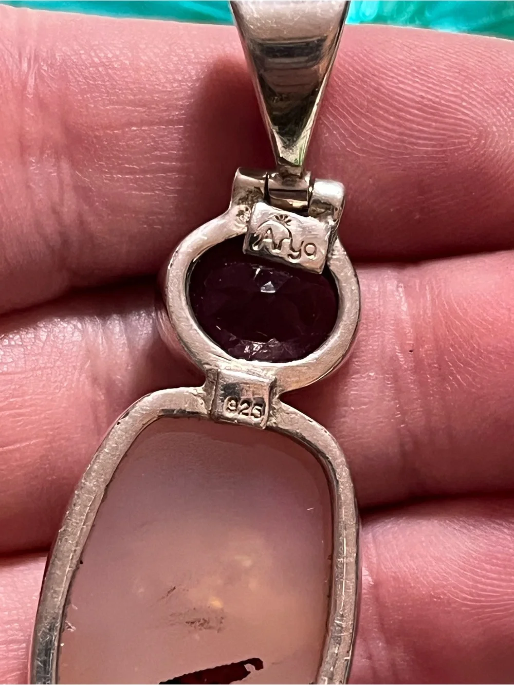 Arya Sterling Silver 925 Amethyst Pink Druzy Quartz Pendant